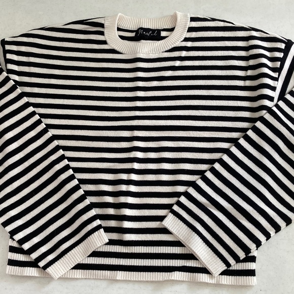 Marled Black and White Knit Top - Picture 1 of 5